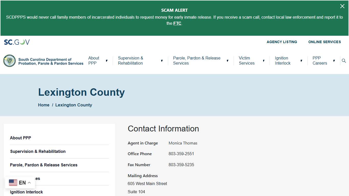 Lexington County | South Carolina Department of Probation, Parole and Pardon Services