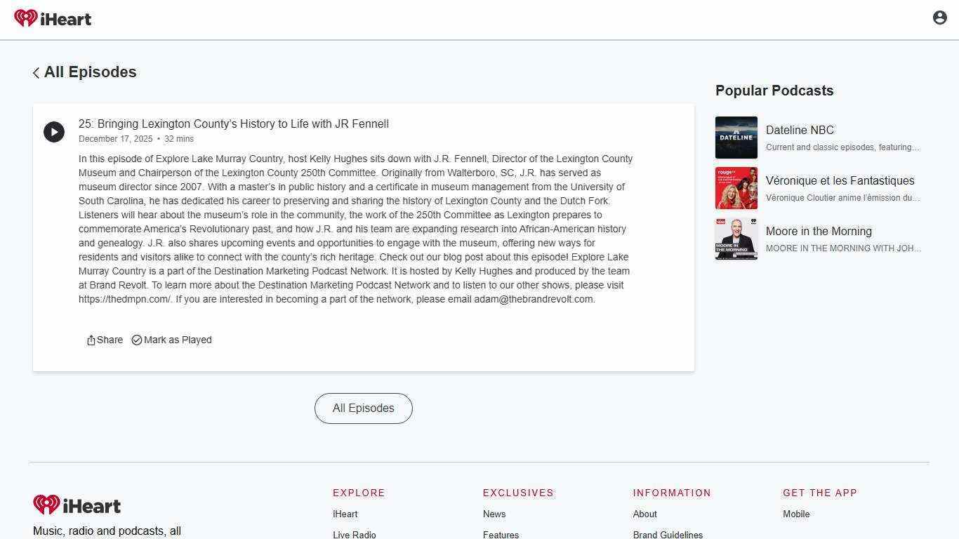 25: Bringing Lexington County’s History to Life with JR Fennell - Explore Lake Murray Country: Your Guide to Come Alive in the Jewel of South Carolina | iHeart